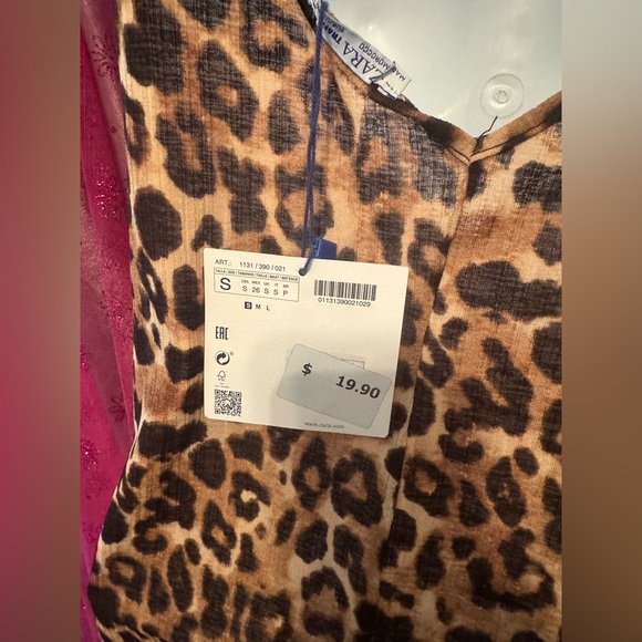 NWT Zara Trafaluc Leopard Print Cami Top with Black Lace - Picture 5 of 7